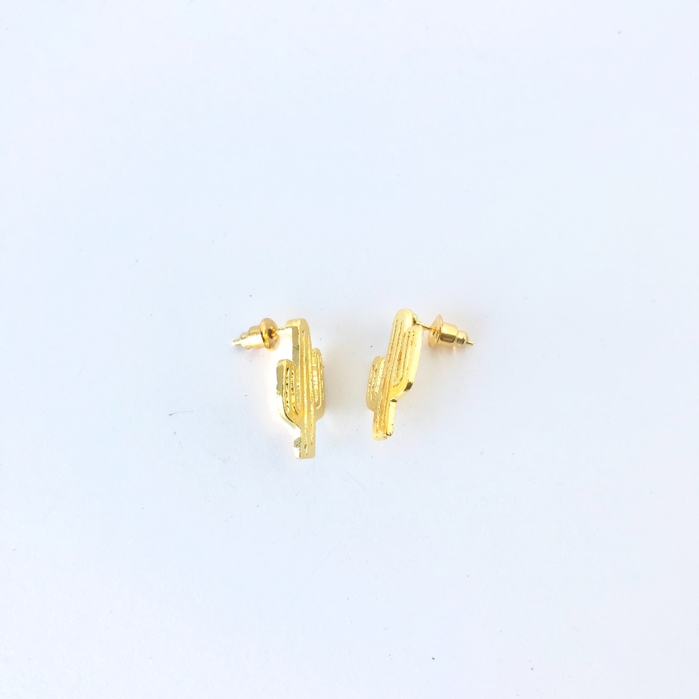 2 for $18 Cactus Stud Earring in Gold - Picture 3 of 4